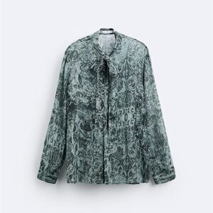 ZARA Elegant Green Patterned SHIRT